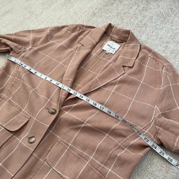 Madewell Linen Larsen Breezewoven Blazer Jacket in Windowpane XL - Picture 6 of 11